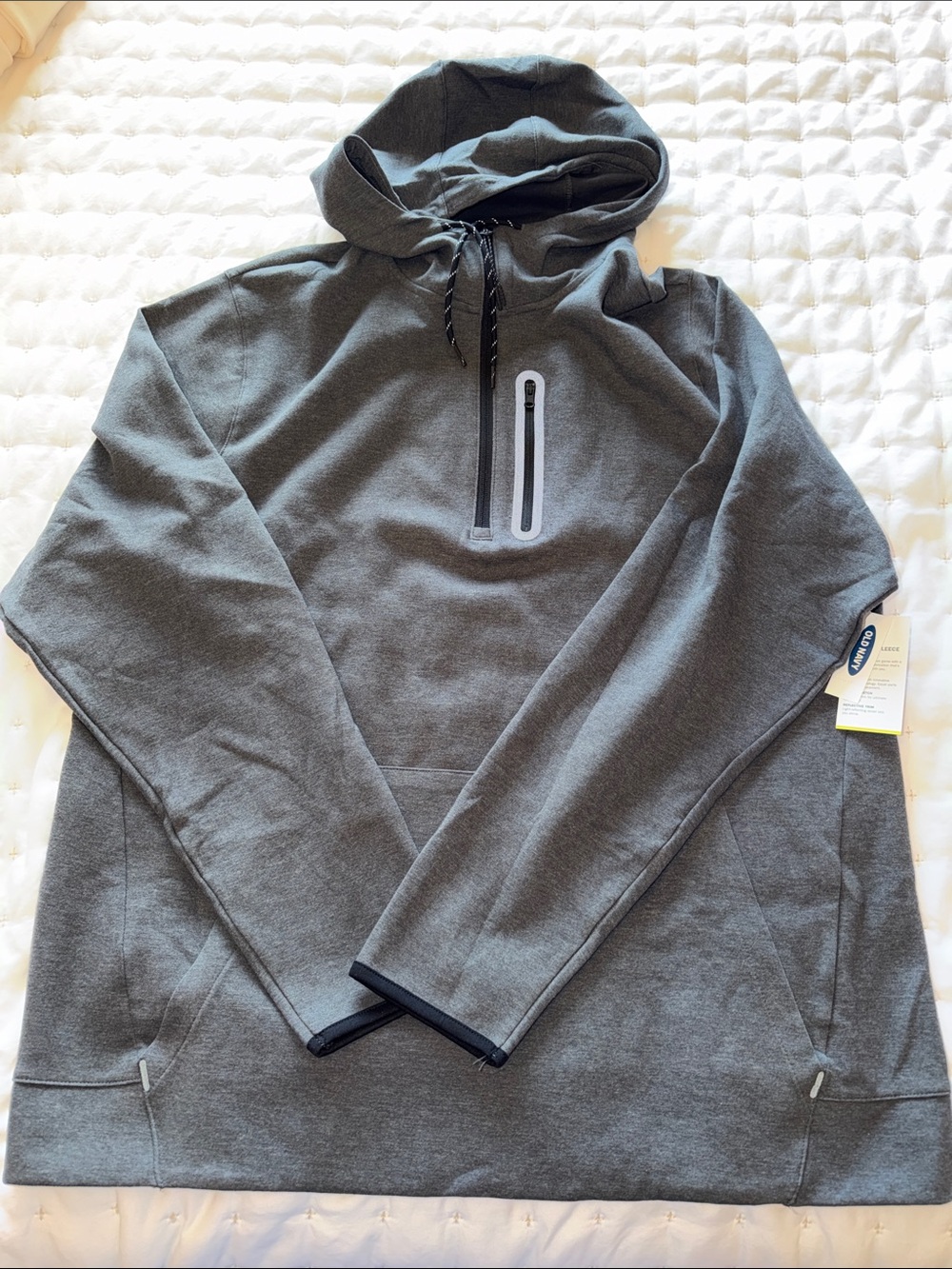 Old Navy Men's Dark Gray Zip-Up Hooded Pullover with Chest Pocket